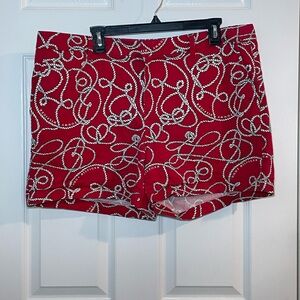 Tommy Hilfiger Nautical High Waist Red Shorts with White Rope Design Size 18